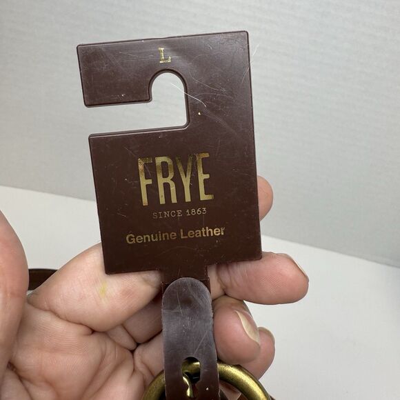 FRYE Studded Twisted Leather Tan Belt Sz Large New - Picture 7 of 8